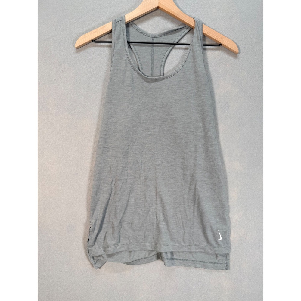 Nike Dri-FIT Womens Racerback Tank Top Heather Gray Small Scoop Neck Workout